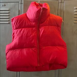 Women's Red Puffer Vest